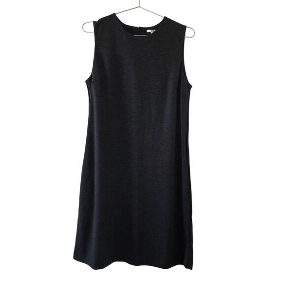 Uniqlo Black Sleeveless Shift Dress Womens Size M Gray Minimalist Rayon Blend - Picture 1 of 11